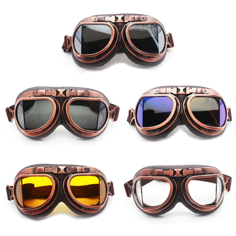 Roaopp Retro Motorcycle Goggles Glasses Vintage Moto Classic Goggles for Harley Pilot Steampunk ATV Bike Copper Helmet