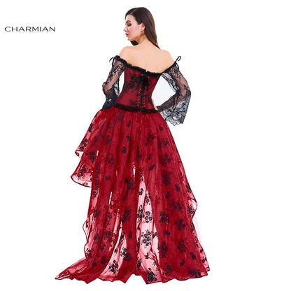 Charmian Women's Vintage Steampunk Corset Dress Victorian Retro Gothic Top Burlesque Lace Corset and Bustiers Party Dress