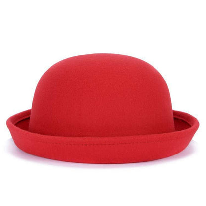 Trendy Women Girl Dome Top Cap Solid Color Cotton Polyester Fedora Hats Children Bowler Hat Casual Parent-child Fedoras Cap