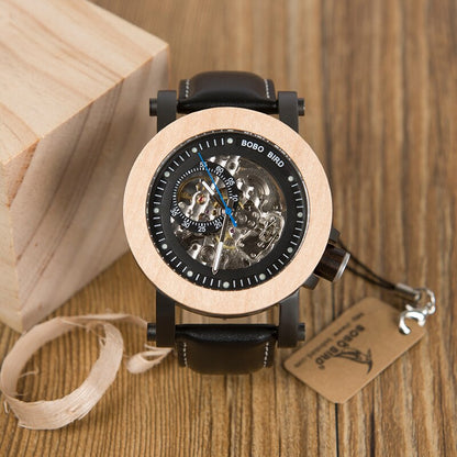 Male Case Leather Strap Antique Steampunk Casual Automatic Watch