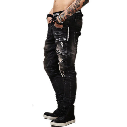 Motorcycle Accessories MotoCross Pants Motorcycle Man's Jeans Street Outfit Ripped Denim Heavy Metal Style Jeans