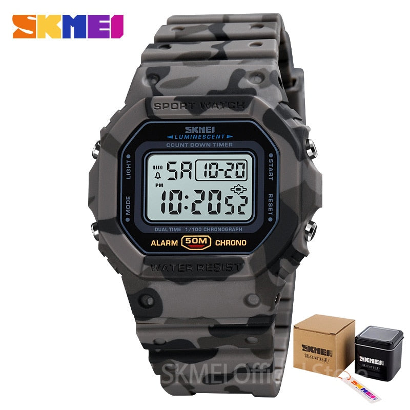 SKMEI Multifunctional Digital Sport Watch Men 2 Time Count Down Mens Wristwatches Fashion Retro Male Watches reloj hombre 1628