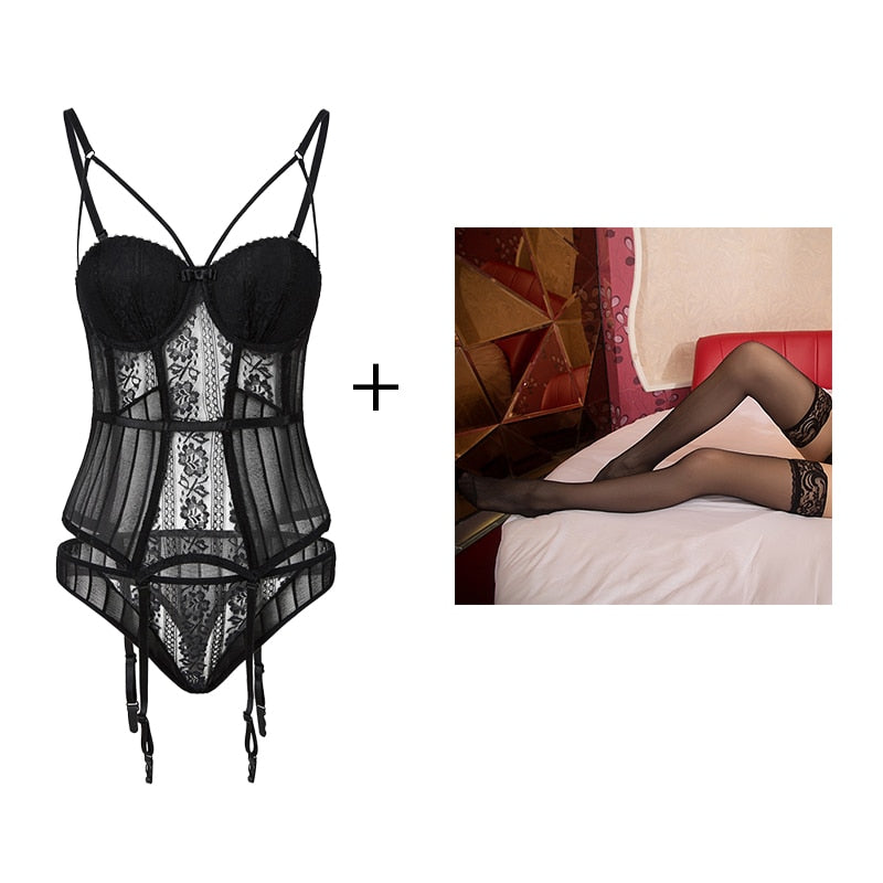 Black Fashion Sexy Bra Set with Brief Panties. Ladies Lingerie