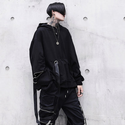 Mens Streetwear Tracksuit Hoody Black