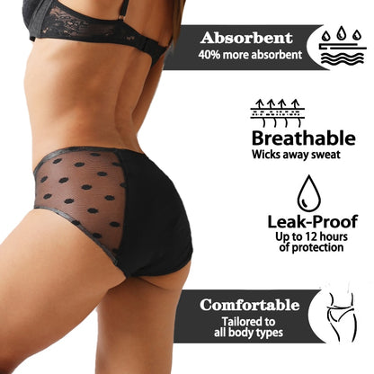 Women Menstrual Sexy Panties Physiological Undies Four Layer Leakproof High Waist Mesh Underwear