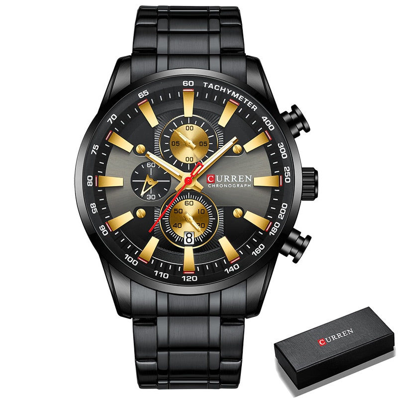 CURREN Watches Men Top Luxury Brand Big Military Sport Watch Mens Stainless Steel Waterproof Chronograph Wristwatch Male Clock