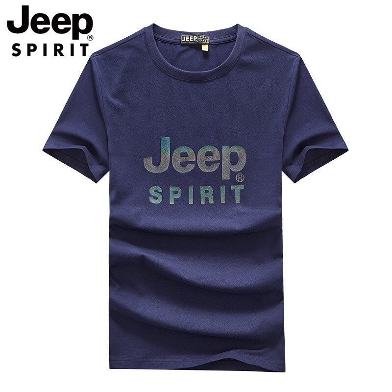 JEEP SPIRIT new summer round neck t-shirt loose oversized casual cotton short sleeve men&#39;s sports comfortable breathable top