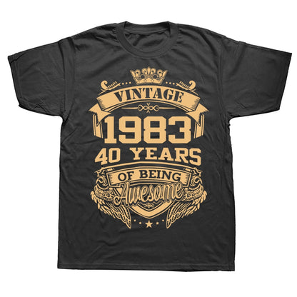 Novelty 1983 40 Years Of Being Awesome 40th T Shirts Graphic Cotton Streetwear Short Sleeve Birthday Gifts Summer Style T-shirt