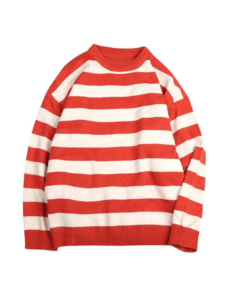 Autumn/Winter Women's Knitted Striped Sweater