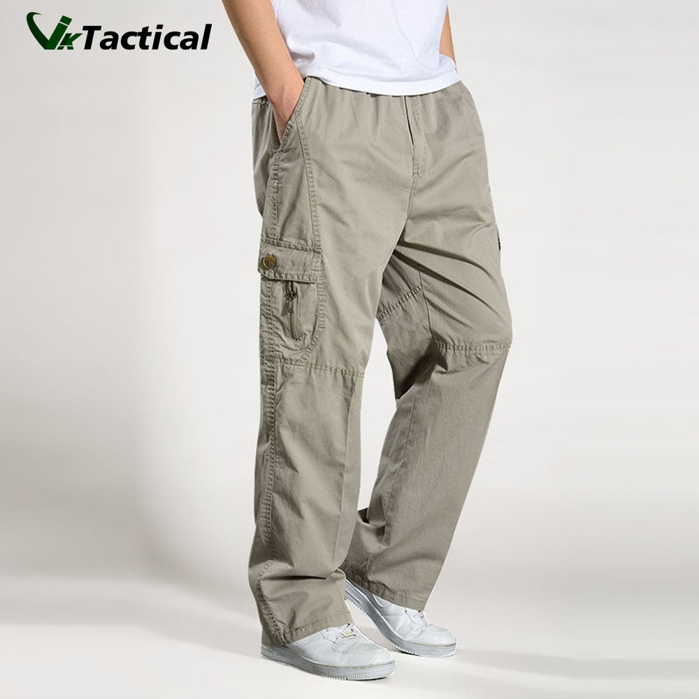 Brand Casual Pants men cargo pants cotton loose trousers mens pants overalls Multi Pocket Straight Joggers Homme 6XL