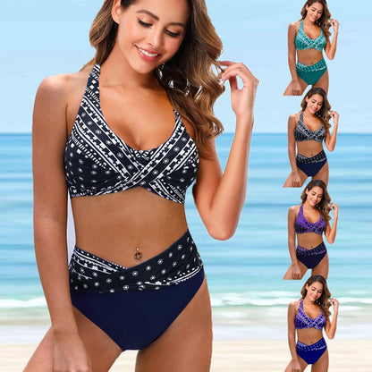 Women Plus Size Beachwear Swim Swimwear Bathing Suit Two Pieces Bikini Set Swimsuits Womens Tankinis Flower Printed Beach Bikini
