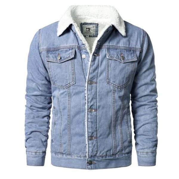 Men Light Blue Denim Jackets, High Quality Cotton, Warm Coats XS-6XL.