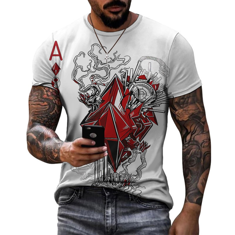 Summer Popular Ace Of Spades Skull Print T - Shirt