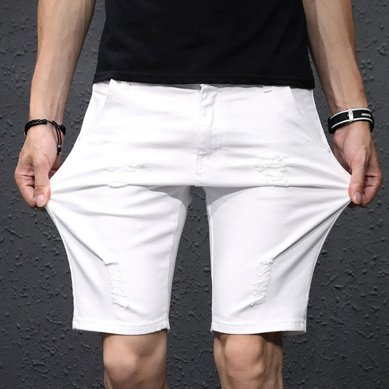 https://ae01.alicdn.com/kf/Hc50869332df24910b5b91484b2cac9acc/White-Ripped-Scratched-Men-Denim-Shorts-Casual-Summer-Jeans-Popular-Elastic-Plus-Size-36-38-40.jpg