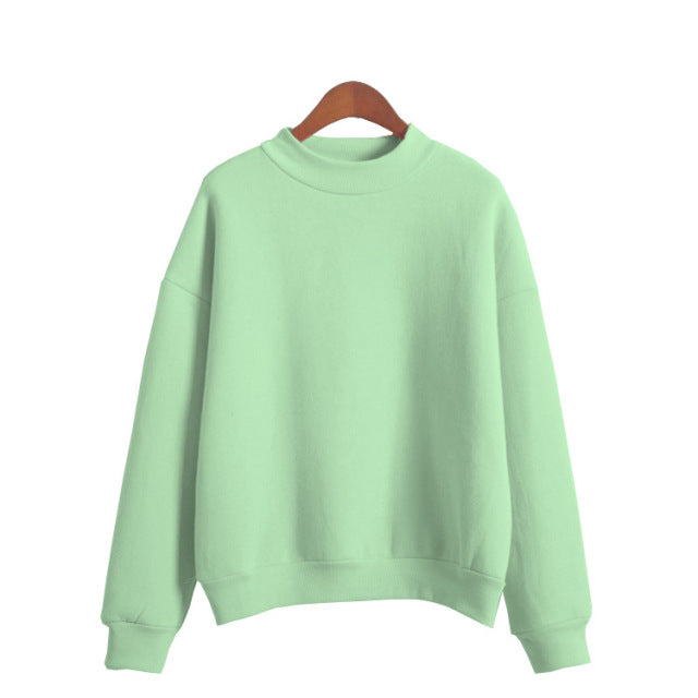 Woman Sweatshirts 2021 Sweet Korean O-neck Knitted Pullovers Thick Autumn Winter Candy Color Loose Hoodies Solid Womens Clothing