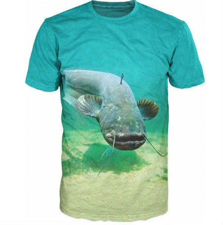 Men's & Women's 3D Fish Pattern T-shirt Printing Army Green.