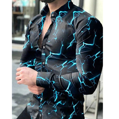 Printed Hawaii Casual Shirts 2021 Brand Streetwear Men's Long Sleeve Dress Shirt