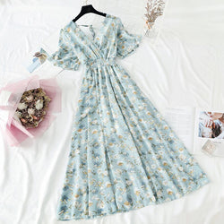 Summer Women Ruffled Short-sleeved Chiffon Dress