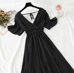 Summer Women Ruffled Short-sleeved Chiffon Dress