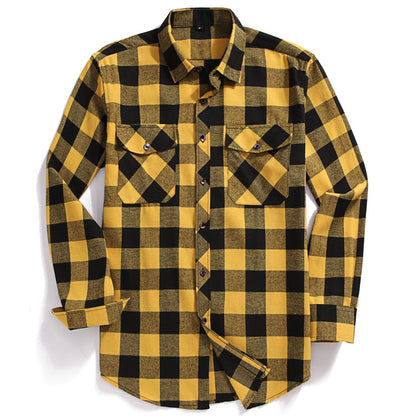 Men's Casual Plaid Flannel Long-Sleeved Shirt.