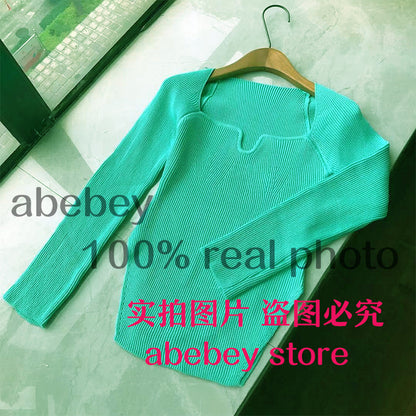 Spring and summer fashion women full sleeves elastic high waist sexy pullover