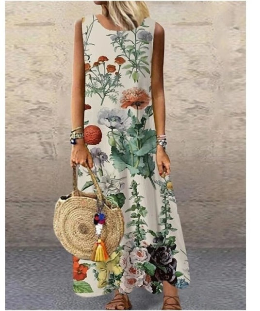 Women's Casual, Summer, Vintage, Maxi Dress.