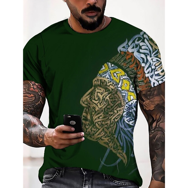 Men's Tee-shirt Summer Short Sleeve 3D Printing