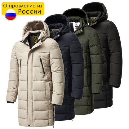 Men 2022 Winter New Plus Long Warm Thick Hood Parkas Jacket Coat Men Autumn Outwear Outfits Classic Windproof Pocket Parka Men
