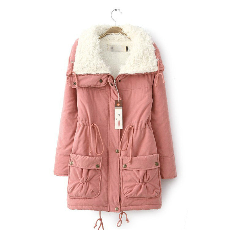 Winter Parka Women Cotton Coat 2021 Warm Jacket Pink Top Korean Fashion Clothing Autumn Coats Black Outwear JD667