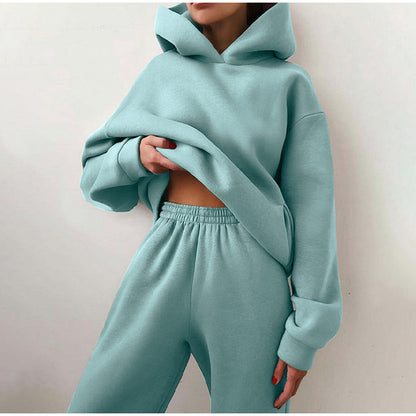 Women's Warm Hoodie Sweatshirts and Long Pant Fleece Two Piece Sets